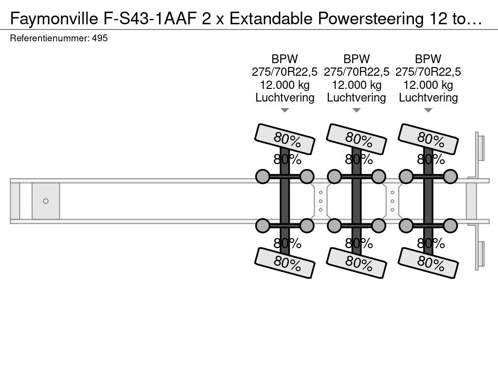 Faymonville F-S43-1AAF 2 x Extandable Powersteering 12 tons Axles!